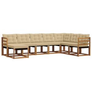 vidaXL Lauko sofos komplektas su pagalve 8 pcs Natūralus ir bežinis