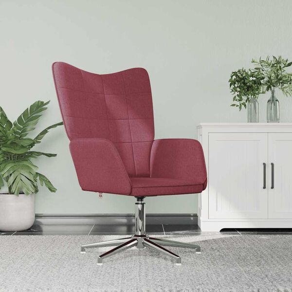 vidaXL Poilsio kėdė, raudonojo vyno spalvos, audinys