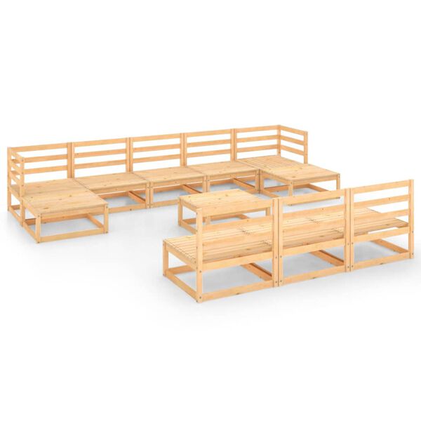 vidaXL Sodo poilsio baldų komplektas, 11 dalių, pu&scaron;ies masyvas