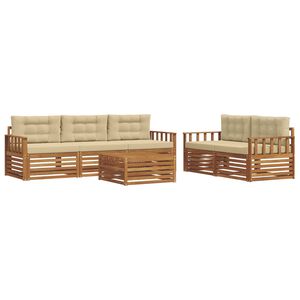 vidaXL Lauko sofos komplektas su pagalve 6 pcs Natūralus ir bežinis