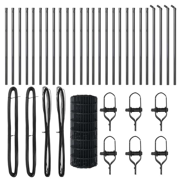 vidaXL Tvora su stulpais Pilka 0,6 x 50 m Plienas ir PVC