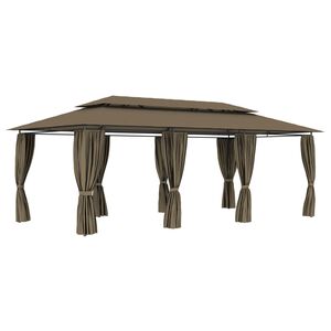 vidaXL Pavėsinė su užuolaidomis, taupe, 600x298x270cm, 180g/m&sup2;