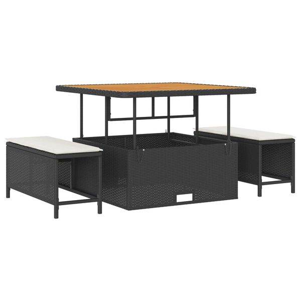 vidaXL Sodo Sofų Rinkinys su pagalve su saugykla Juoda Poli ratanas