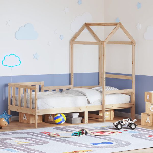 vidaXL Lova su stogeliu, 80x200cm, pu&scaron;ies medienos masyvas