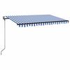 vidaXL Markizė su LED/vėjo jutikliu, mėlyna/balta, 400x350cm