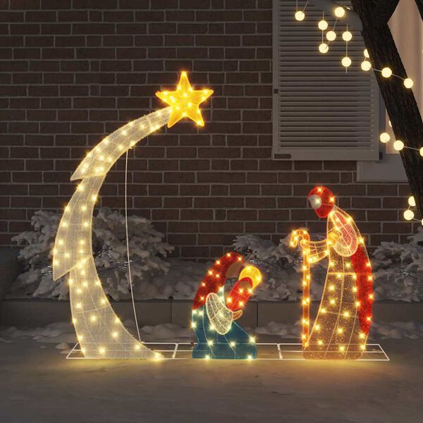 vidaXL Kūčių Scena &Scaron;ilta balta 149 x32 x 127.5 cm Poliesteris