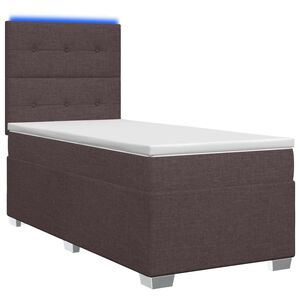 vidaXL Spyruoklinė lova su čiužiniu Tamsiai rudas 90 x 200 cm Audinys