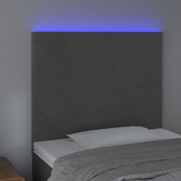 vidaXL Galvūgalis su LED, tamsiai pilkas, 100x5x118/128cm, aksomas