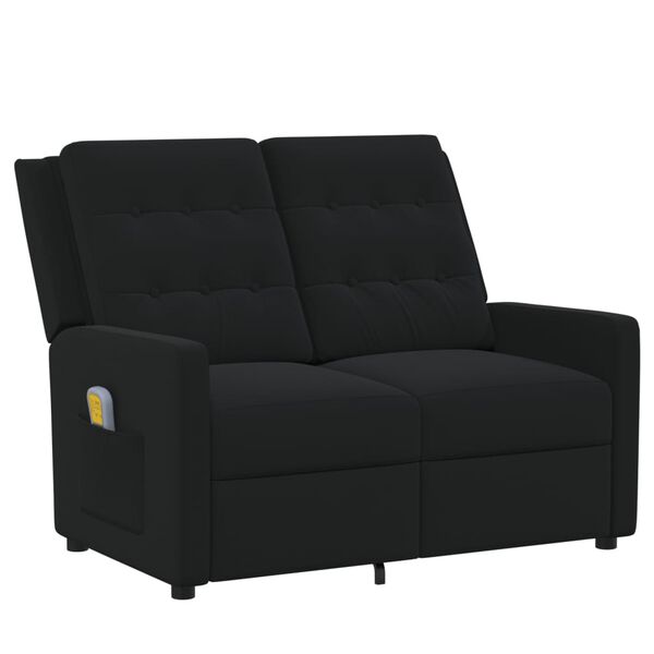 vidaXL Dvivietis atlošiamas masažinis krėslas, juodos spalvos, audinys