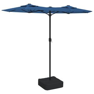 vidaXL Dvigubas sodo skėtis nuo saulės su LED, mėlynas, 316x145cm
