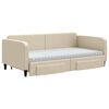 vidaXL Ištraukiama lova su stalčiais, kreminė, 100x200cm, audinys