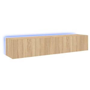 vidaXL Sieninės TV spintelės su LED, 2vnt., sonoma ąžuolo, 80x35x31cm