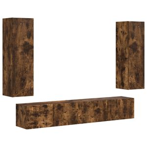 vidaXL TV spintelių komplektas 3 pcs Rūkyta ąžuolas Apdirbta mediena