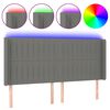 vidaXL Galvūgalis su LED, tamsiai pilkas, 163x16x118/128cm, audinys