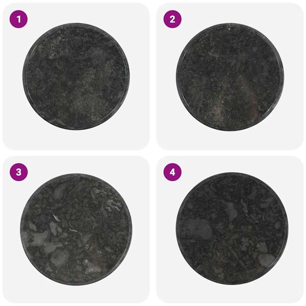 vidaXL Stalvir&scaron;is, juodos spalvos, skersmuo 60x2,5cm, marmuras