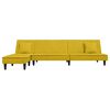 vidaXL L formos sofa-lova, geltonos spalvos, 255x140x70cm, aksomas