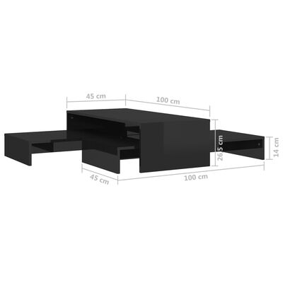 vidaXL Sudedamų kavos staliukų rinkinys, juodas, 100x100x26,5cm
