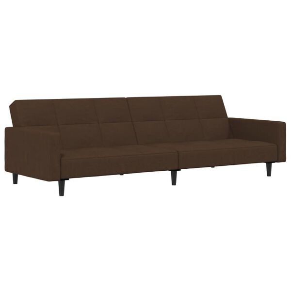 vidaXL Dvivietė sofa-lova su taburete, ruda, mikropluo&scaron;to audinys