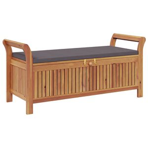 vidaXL Sodo suoliukas-daiktadėžė su pagalvėle, 126cm, akacijos masyvas