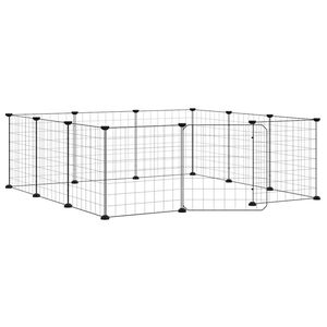 vidaXL 12 dalių augintinių narvas su durelėmis, juodas, 105x105x35 cm, plienas