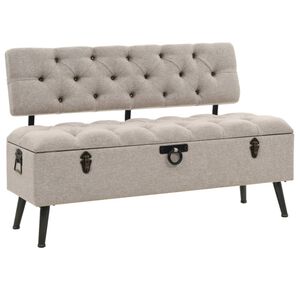 vidaXL Suoliukas-daiktadėžė su atlo&scaron;u, kreminis, 110cm, audinys