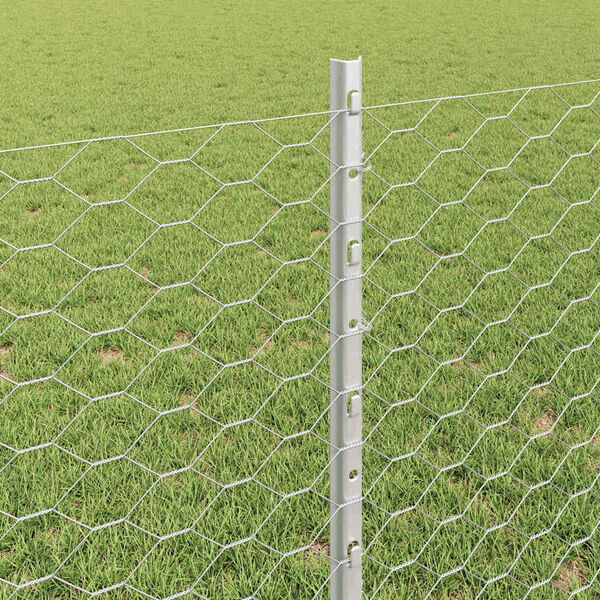 vidaXL Tvora su stulpais Sidabro 0,8 x 25 m Plienas