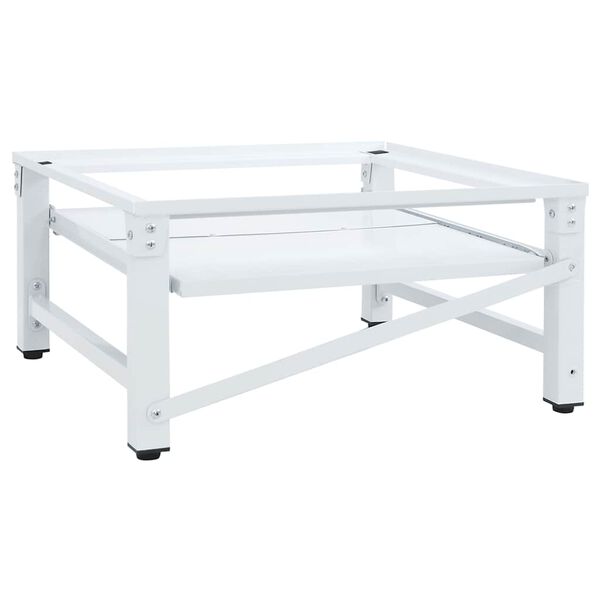 vidaXL Skalbimo ma&scaron;inos pagrindas su i&scaron;traukiama lentyna, baltas