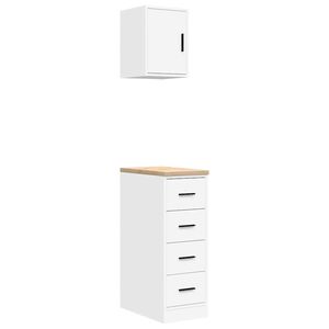 vidaXL garažo spintos, 2vnt., baltos, mediena