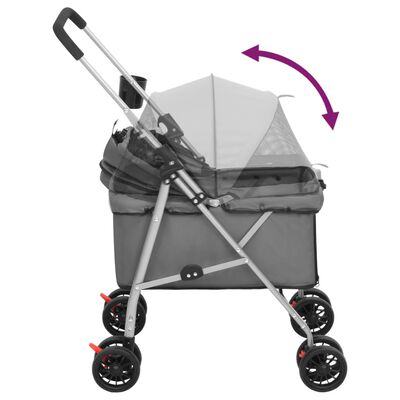 vidaXL Sulankstomas vežimėlis šunims, pilkas, 76x50x100cm, audinys