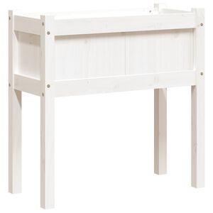 vidaXL Sodo lovelis su kojelėmis, baltas, 70x31x70cm, pu&scaron;ies masyvas