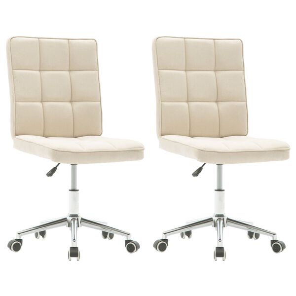 vidaXL Valgomojo kėdės, 2vnt., kreminės spalvos, audinys