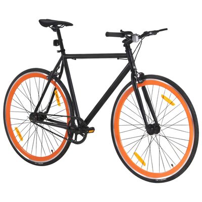 vidaXL Fiksuotos pavaros dviratis, juodas ir oranžinis, 700c, 59cm