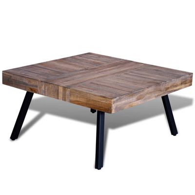 vidaXL Kavos staliukas, kvadratinis, perdirbta mediena, tikmedis