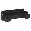 vidaXL Sofos komplektas su pagalvėlėmis, 7 dalių, juodas, poliratanas