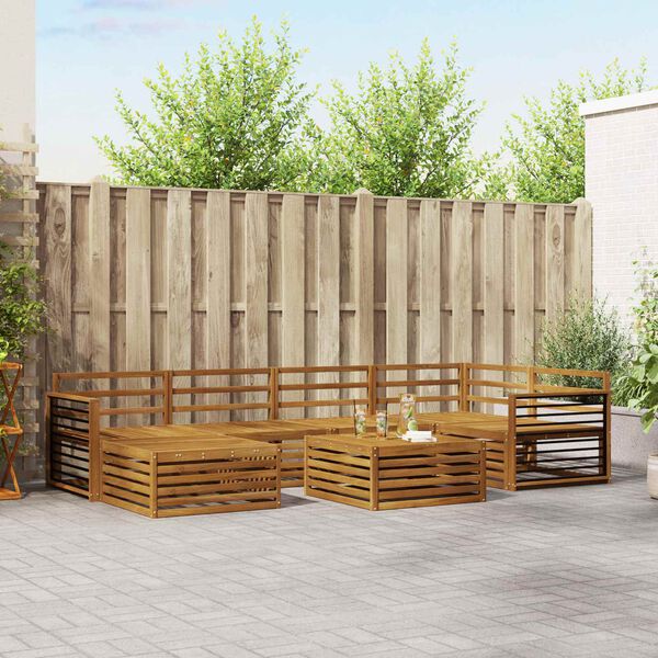 vidaXL Lauko sofos komplektas 7 pcs Natūrali