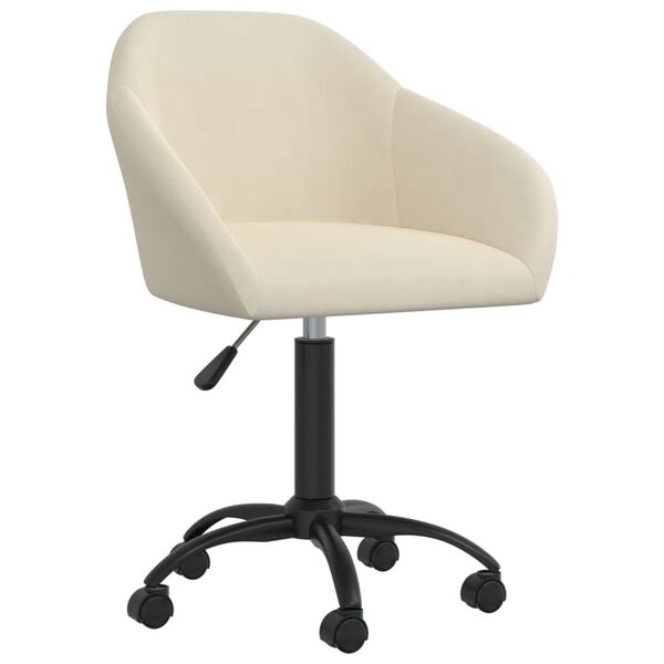 vidaXL Pasukama valgomojo kėdė, kreminės spalvos, aksomas