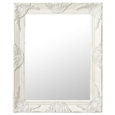 vidaXL Sieninis veidrodis, baltas, 50x60cm, barokinis stilius