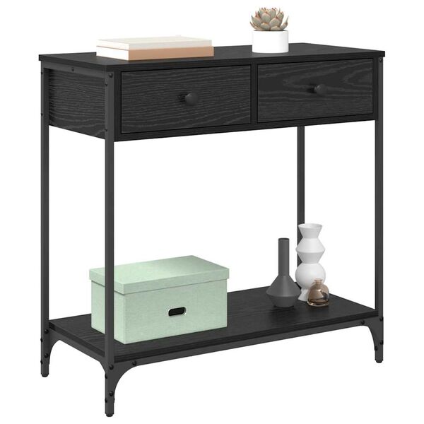 vidaXL Konsolinis stalas su stalčių Juodas ąžuolas 75 x 34,5 x 75 cm