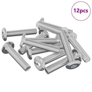 vidaXL Užrakinimo varžtas Paprastas 12 pcs Sidabro M6 x 30 mm Plienas