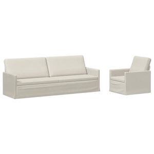 vidaXL Sofos komplektas 2 pcs Kreminė Aksomas