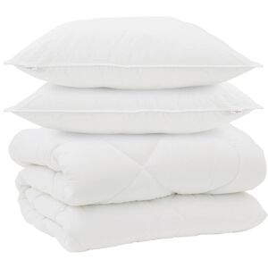 vidaXL Žiemos antklodė su pagalve 3 pcs Balta Mikropluo&scaron;tas