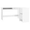 vidaXL Kampinis stalas, baltas, 120x140x75cm, mediena, L formos