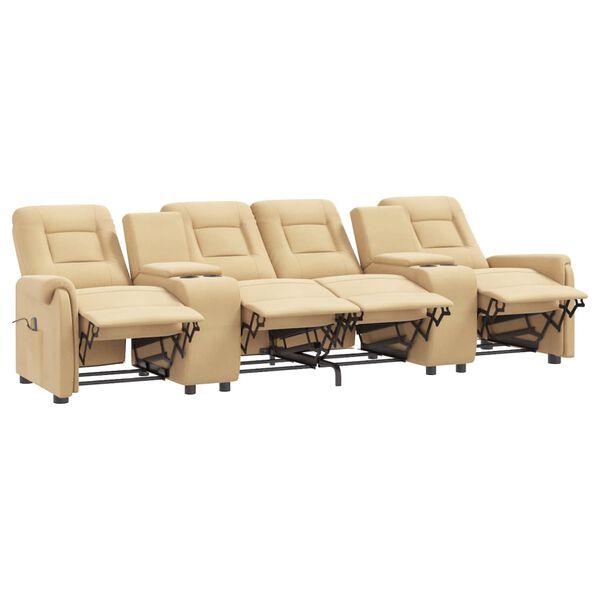 vidaXL Keturvietis atlošiamas masažinis krėslas, kreminis