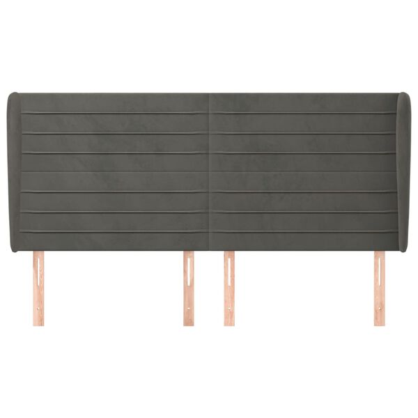 vidaXL Galvūgalis su auselėmis, pilkas, 203x23x118/128cm, aksomas