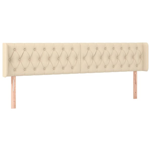 vidaXL Galvūgalis su LED, kreminės spalvos, 203x16x78/88cm, audinys