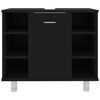 vidaXL Vonios kambario baldų komplektas, 4 dalių, juodos spalvos, MDP