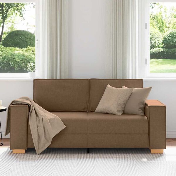 vidaXL Dvivietė sofa, ruda, 140 cm, audinys