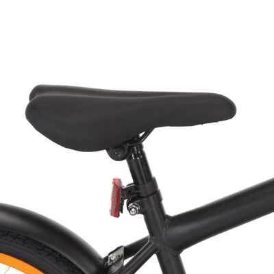 vidaXL Vaikiškas dviratis su priekine bagažine, juodas ir oranžinis