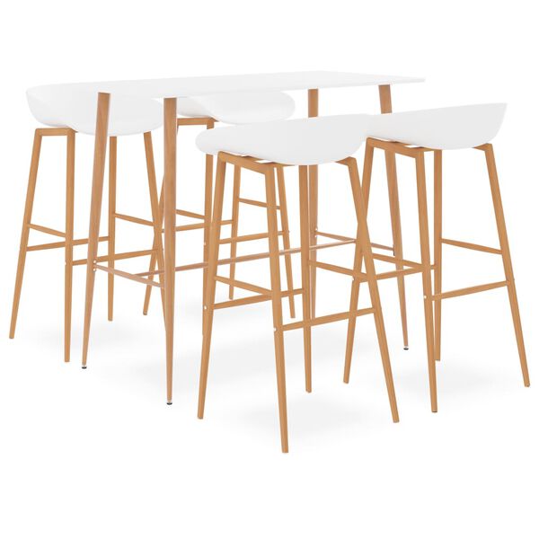 vidaXL Baro baldų komplektas, 5 dalių, baltos spalvos