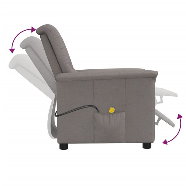 vidaXL Masažinis krėslas, taupe spalvos, audinys